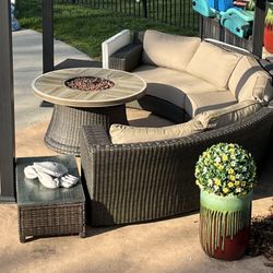 OUTDOOR OUTSIDE FURNITURE SECTIONAL PATIO SOFA TABLES OTTOMAN 🔥 PROPANE FIREPLACE 