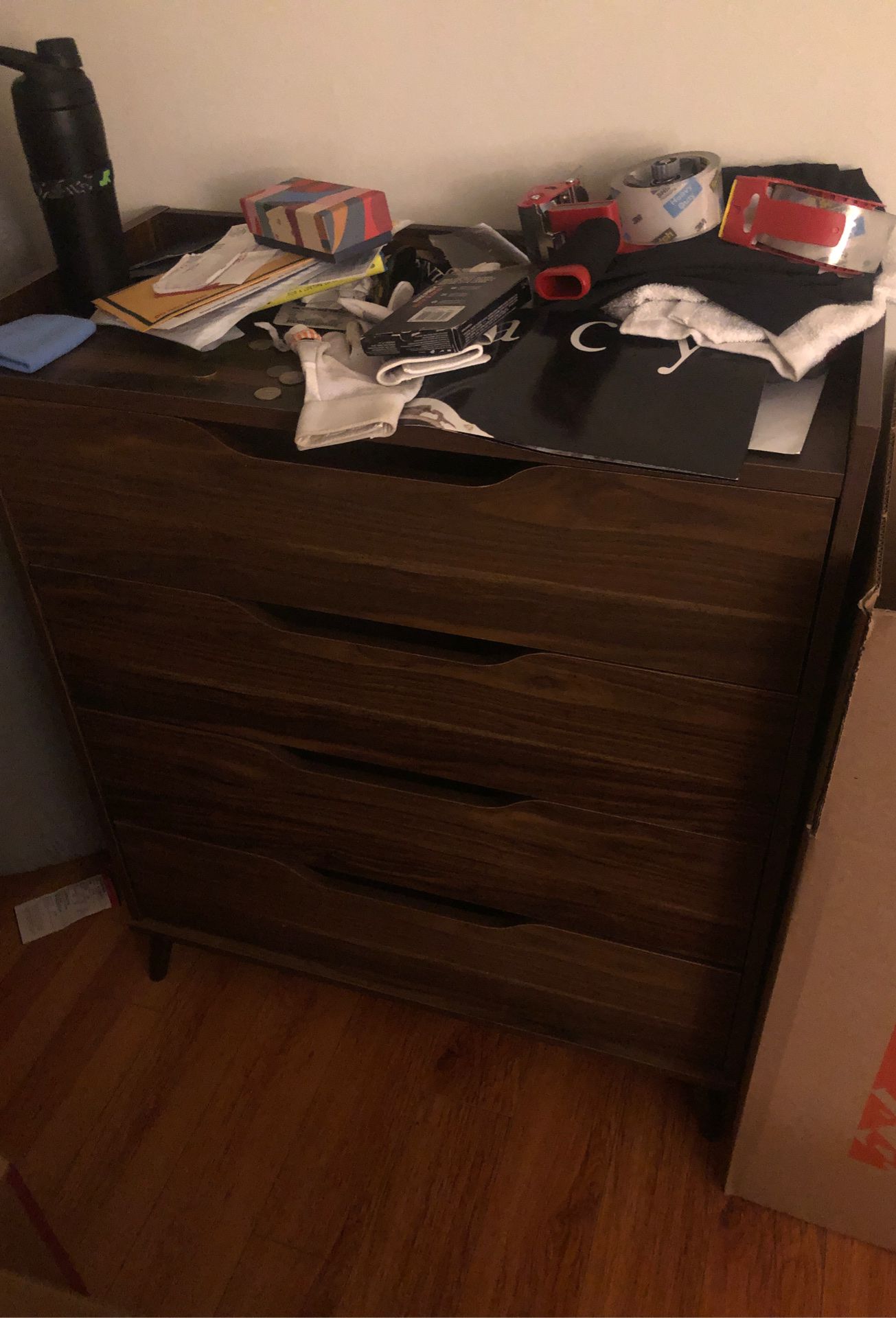 Brown Dresser with Four Large Drawers