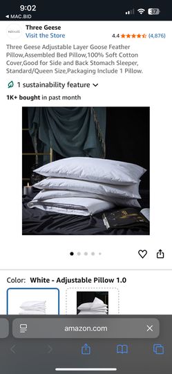 Three Geese Adjustable Layer Goose Feather Pillow Queen/Standard Size