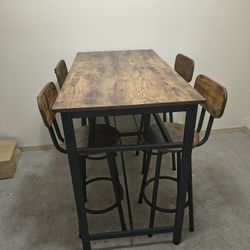 Rustic Dining Table Set W/ 4 Chairs 