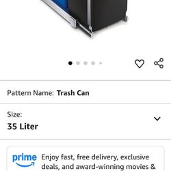 simplehuman 35 Liter / 9.3 Gallon Dual Compartment Under Counter Kitchen Cabinet Pull-Out Recycling Bin and Trash Can, Chrome
