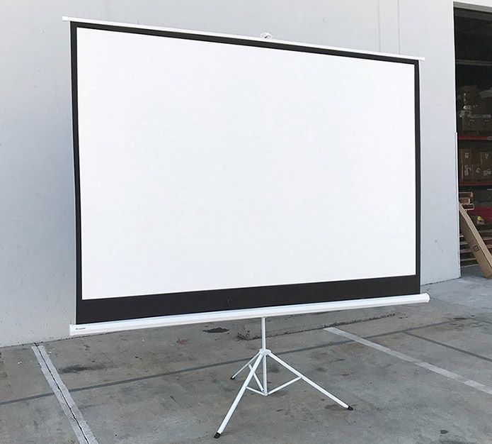 (Brand New) $65 Portable 100 Inch Tripod Stand Projector Screen Home Theater 16:9 Ratio, 87x49” View Area 