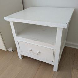 White Solid Wood Nightstand 