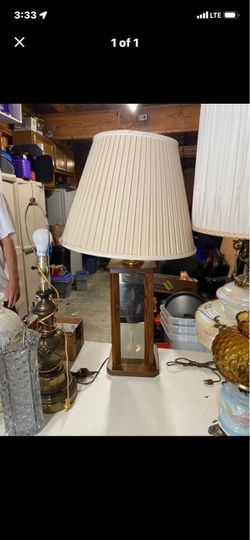 Wood and Glass Column Table Lamp