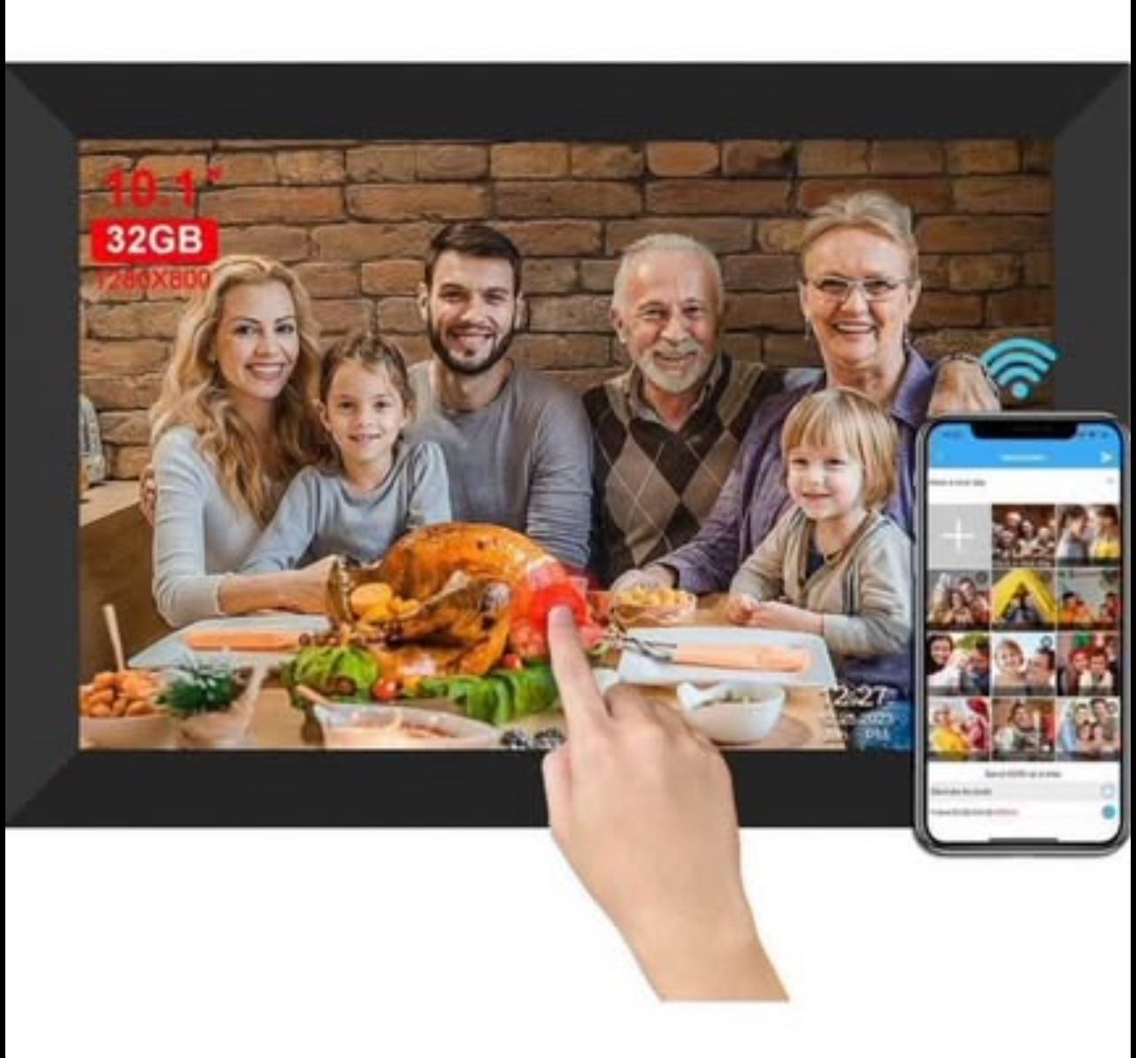 Brandnew Digital Photo Frame 10.1 inch WiFi Digital Picture Frame 1280X800 IPS Touch Screen 32GB Storage Auto-Rotate Wall-Mountable Easy Setup to Shar