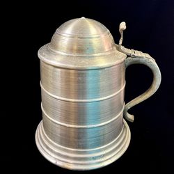 Vintage 1960’s Pewter, Hinged, Insulated Stein Ice Bucket Made In Hong Kong