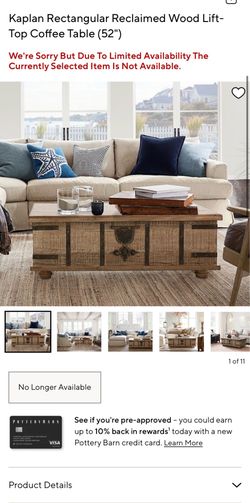 pottery barn kaplan reclaimed wood lift-top trunk coffee table