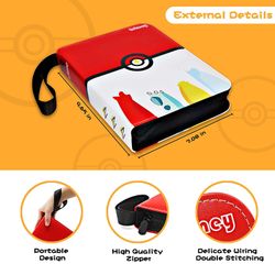 Red Trading Game TCG  NFL MLB Sports Card Binder Zipped 4 Pockets 440 Clear + Black Color 55 Removable Sleeves 