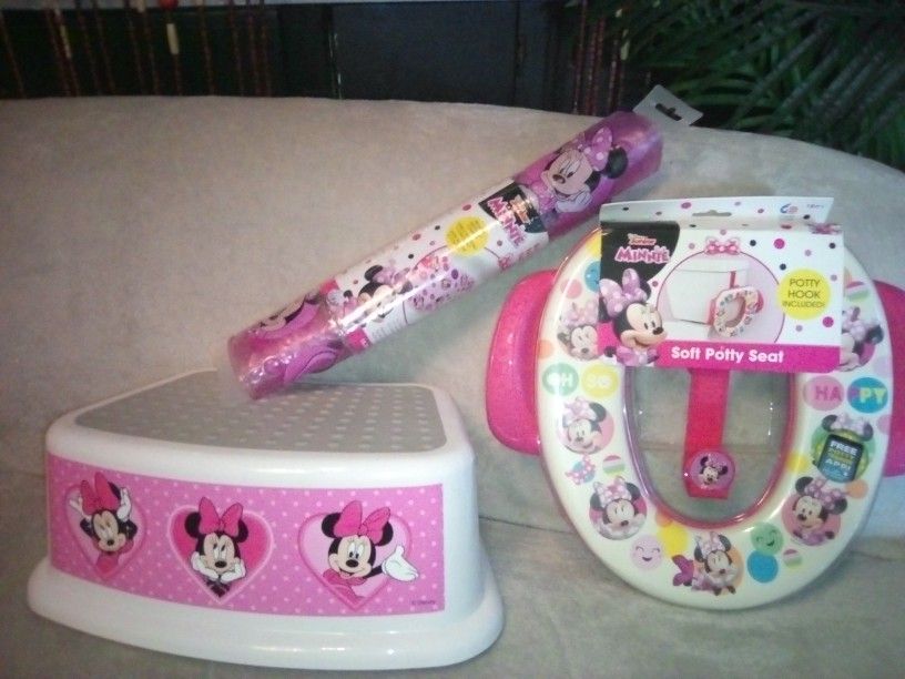Minnie Mouse  Potty Seat + Step Stool+ Bath Tub Mat