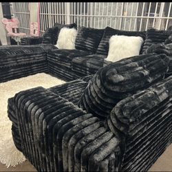 Brand New Super Comfy Plush Corduroy Sectional Set 