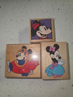 Disney Mickey & Minnie Mouse Rubber Stamps Set of 3