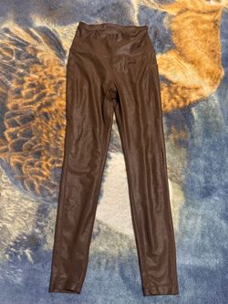 Brown Faux Leather High-Waist Leggings