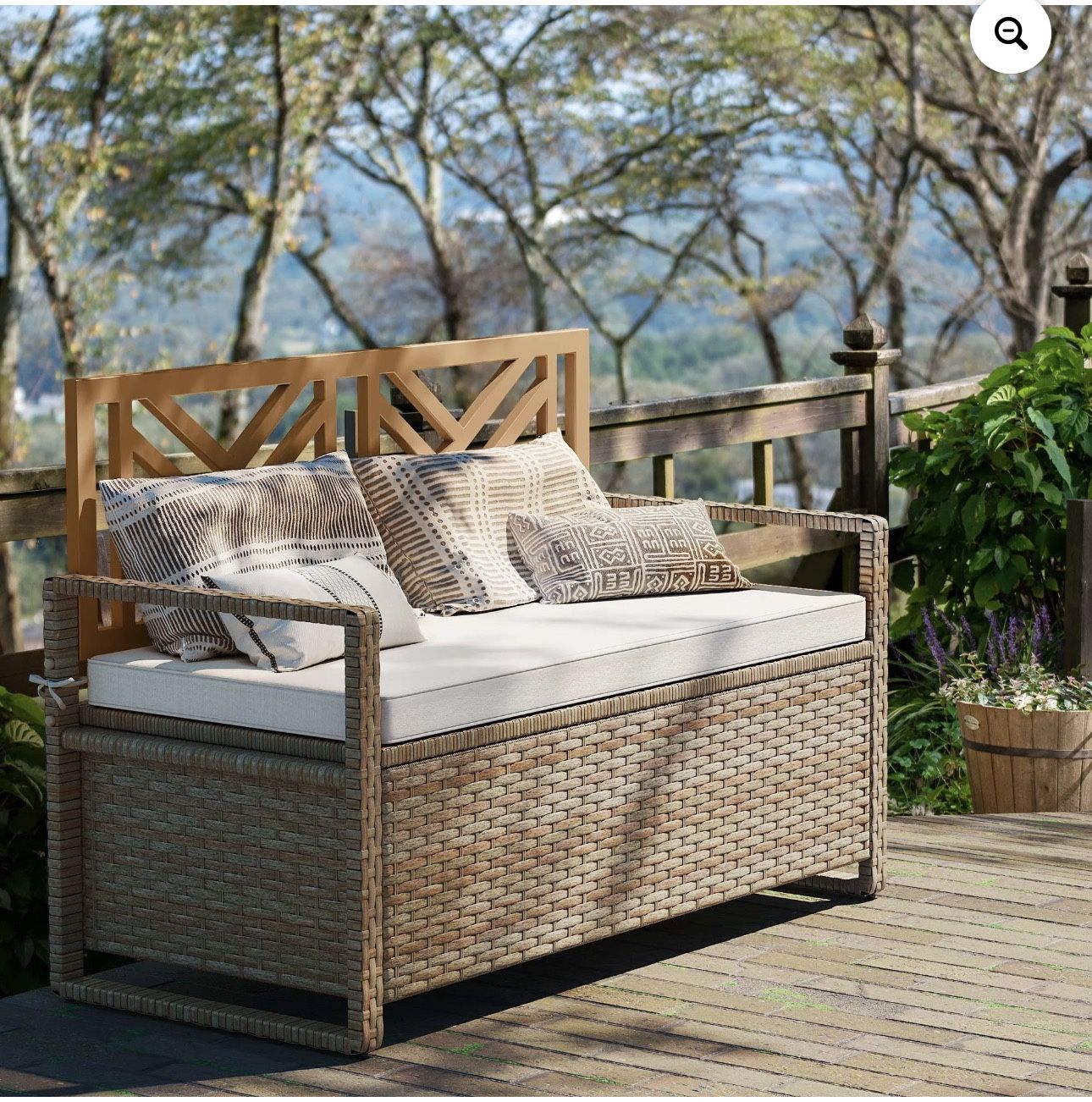 Dextrus 70 Gallon Outdoor PE Rattan Storage Bench Deck Box With Cushions ,Seat Box for Patio Furniture Teak