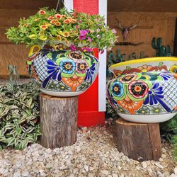 Yellow Rim Mexican Talavera Pots