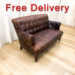 Vintage Hancock & Moore Tufted Settee Leather Sofa Couch Free Delivery