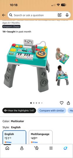 Fisher-Price Baby & Toddler Toy Laugh & Learn DJ Table with Educational Musical Activities for Developmental Play
