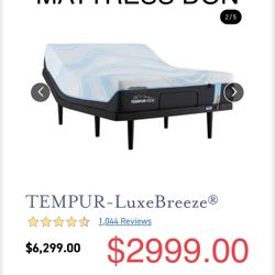 King Queen Size Tempurpedic ProAdapt,  ProBreeze,  LuxeBreeze Mattress  Pro Breeze /Luxe Adapt /Pro Adapt /Adapt /cloud /Tempur pedic contour Supreme 