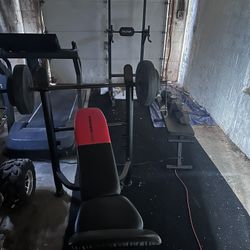 Weights Weight Bench Bar 55 Dumbbells Pull UP And Dip Bar And Treadmill