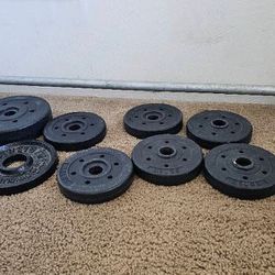 More than 110 lb Cast Iron Adjustable Weight Plates Set with Bar