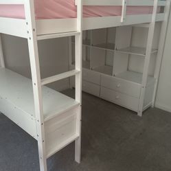 Full Size Loft Bed With Desk And Storage 