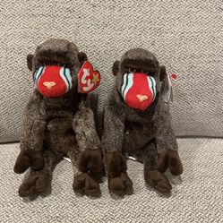 Vintage Retired Ty Beanie Baby Cheeks The Baboon Monkey Retired 1999