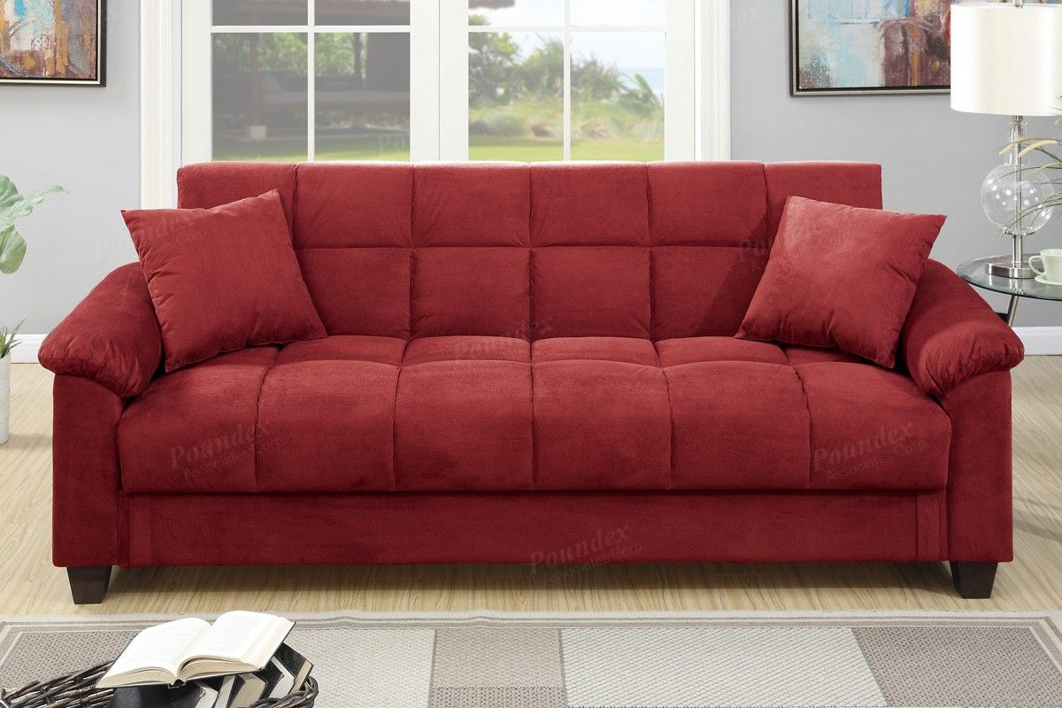 Brand new 84" × 47" red storage sofa futon