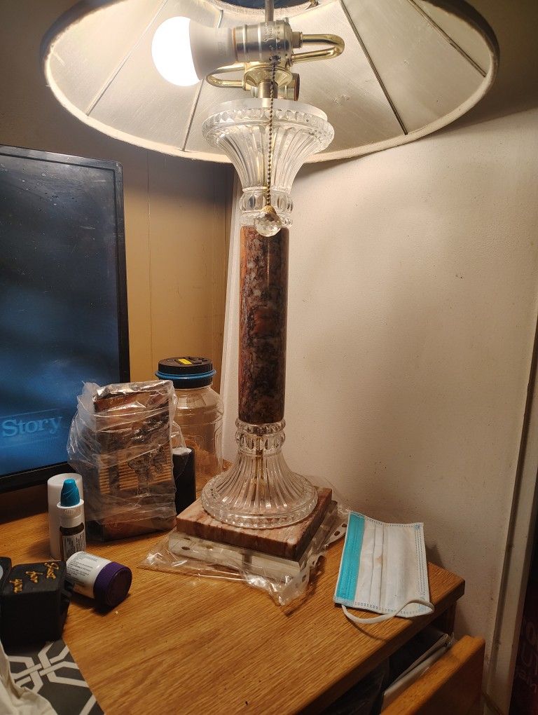Crystal And Marble Desk Lamp