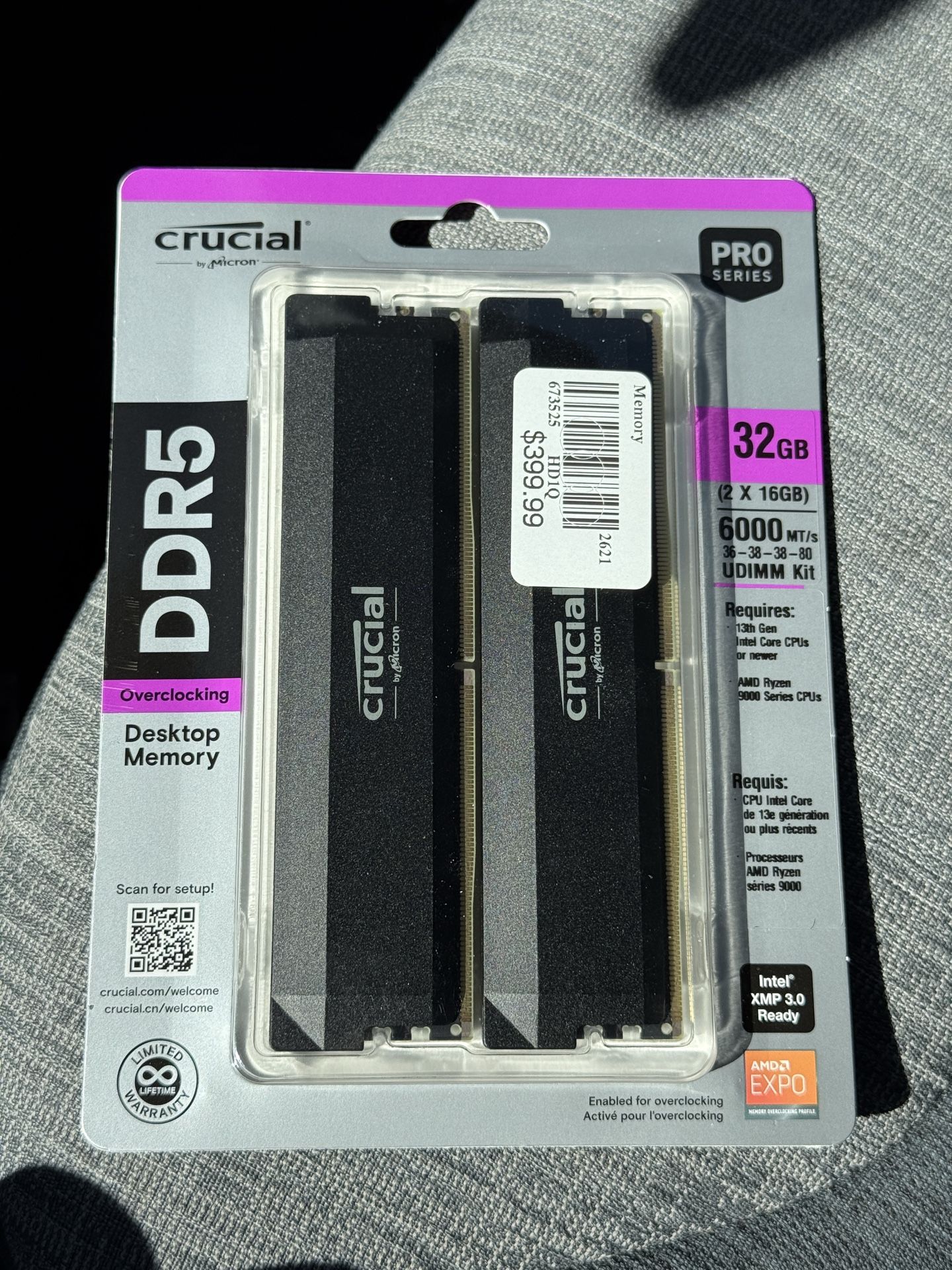 Crucial Pro OC 32GB (2 X 16GB) DDR5 6000 RAM