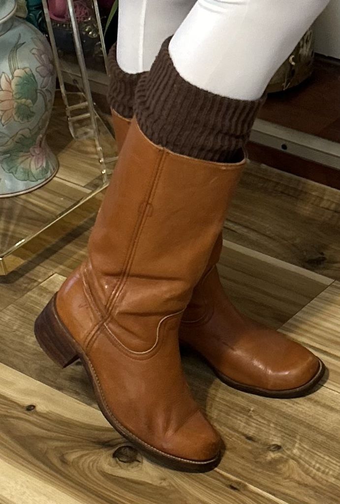 Vintage Frye Campus 1970’s Unisex Mens and Women’s Cognac Leather Boots Size 9.5