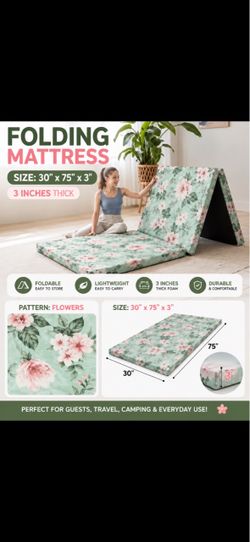 Folding Mattress 30x75x3 Floral Pattern