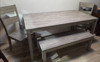 Crown Mark Dining Table Set – Table, 3 Chairs & 1 Bench