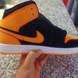 Air Jordan 1 Mid. Black/Vivid Orange. Size 10. Brand New!