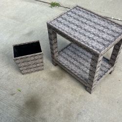 Side Table And Garbage Can $25.00