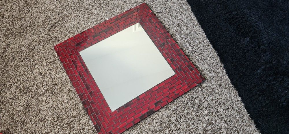 MUST GO!! Accepting all offers!! Red Glass Mosaic Wall Mirror!
