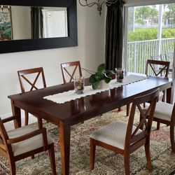 Wood Formal Dining Table With Six Chairs