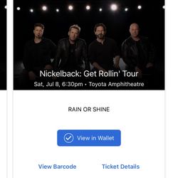 2 Nickelback Tickets For 7/8
