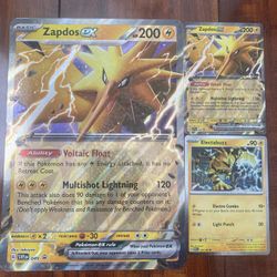 Pokemon 151 Zapdos EX Jumbo & Standard Size 3 Card Lot! Black Star Promo 049 NM