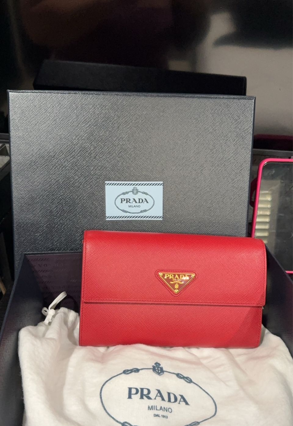 Prada clutch With crossbody Strap