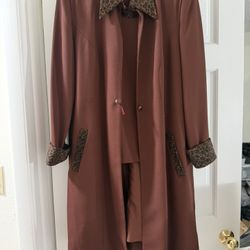 M.I.L Studio Brown Coat with Leopard Trim