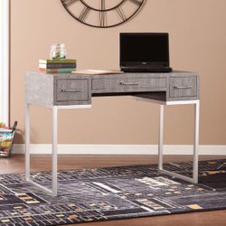 SEI Furniture Carabelle Reptile Desk 42.75" Wide - Gray Textured Reptile Finish - Eclectic Glam Style