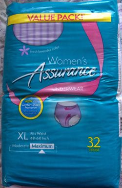 Adult XL Underwear Briefs (pull-ups) Assurance 32 count 2 packs
