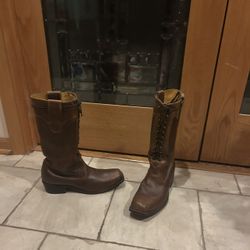 Handmade leather ladies brown boots 10.5B