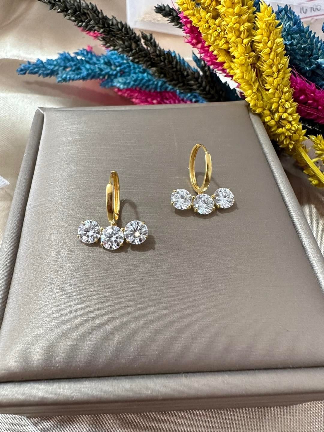 18K REAL GOLD with 3 CARAT MOISSANITE DIAMOND Earrings