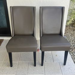 Set Of 2 Nail Trimmed Armless Chairs