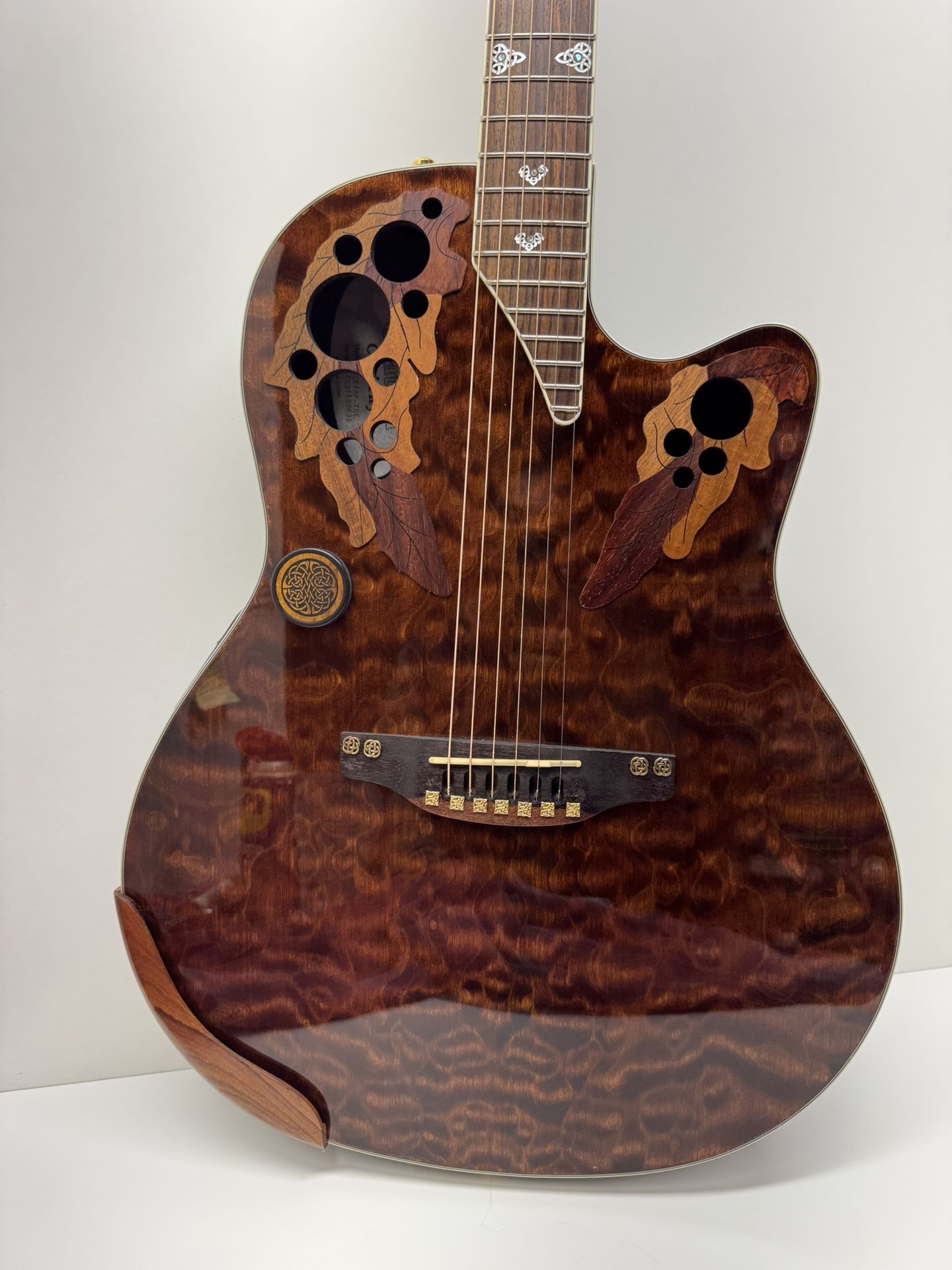 Ovation Celebrity Elite CE48P-TGE Super Shallow Acoustic-Electric Guitar - Tiger Eye With Matching Hard-shell Case