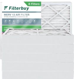 Filterbuy 20x25x4 Air Filter MERV 13 Optimal Defense (6-Pack), Pleated HVAC AC Furnace Air Filters