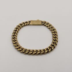8mm Gold Plated Cuban Link Bracelet – Stainless Steel – New