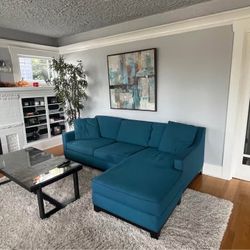 TEAL MACYS COUCH WITH CHAISE $100 OBO 