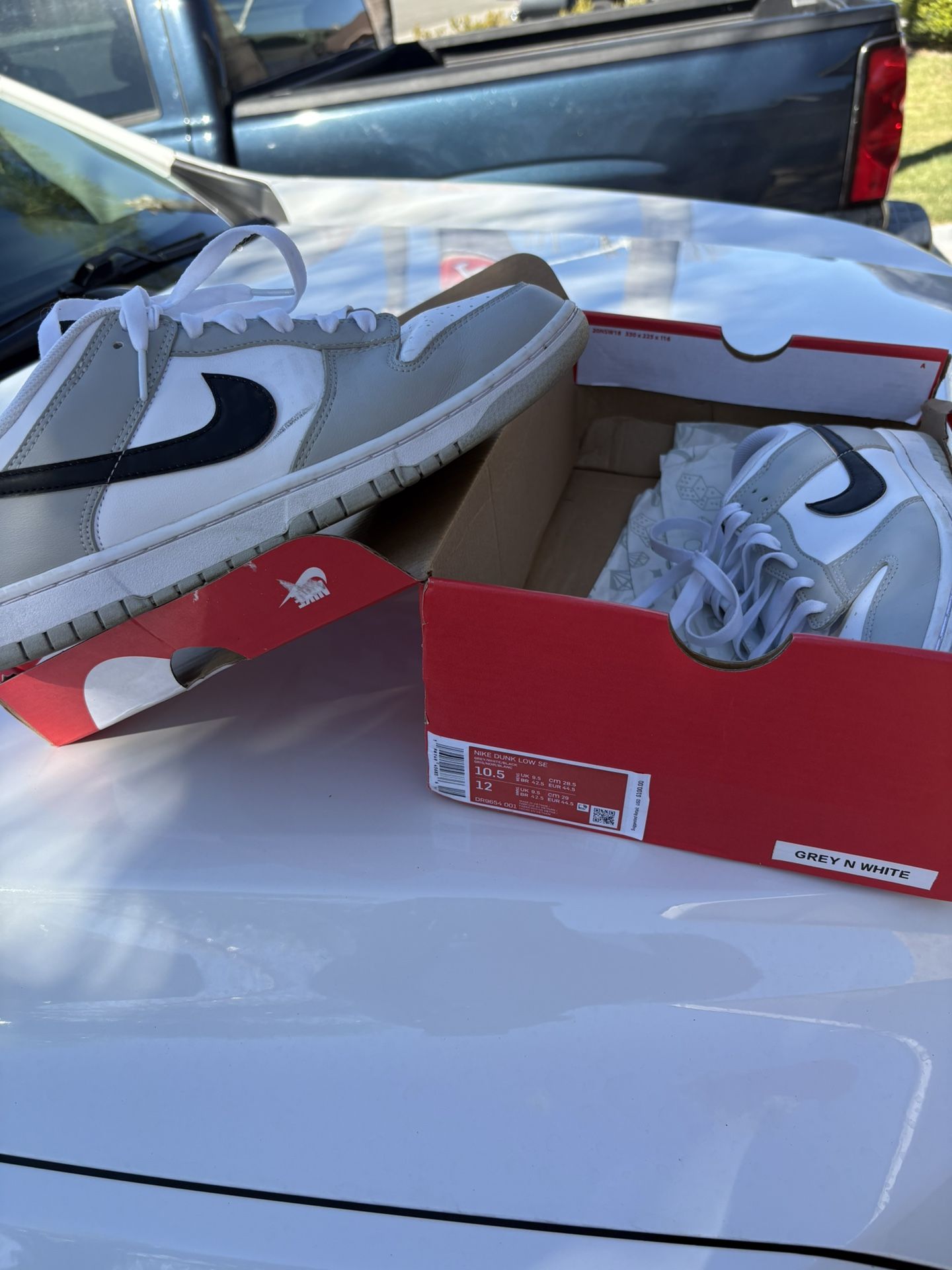 Gray White And Black Nike Lows