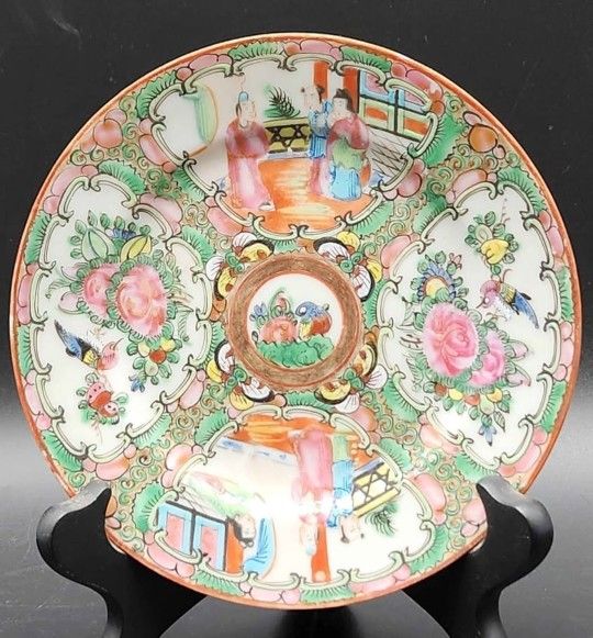 Antique 19th/Early 20th Century Chinese Qing Famille Rose Medallion Plate - "China" Stamped